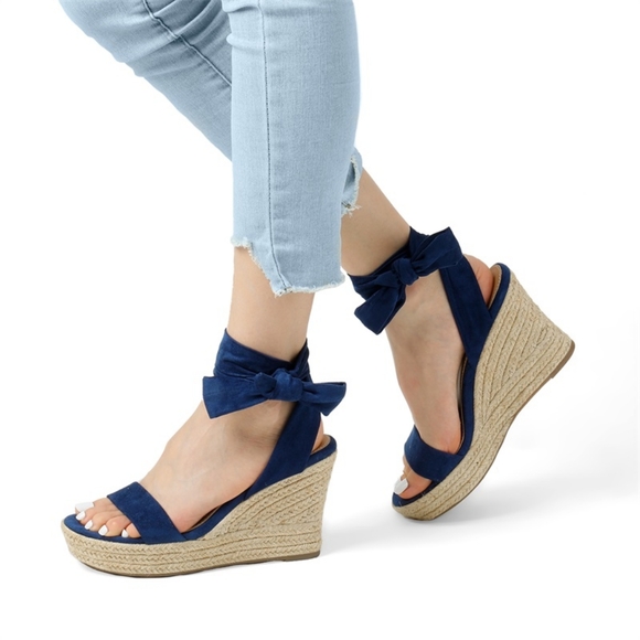 Espadrilles Ankle Tie Lace Up Platform Wedges (8.5) - Picture 2 of 9